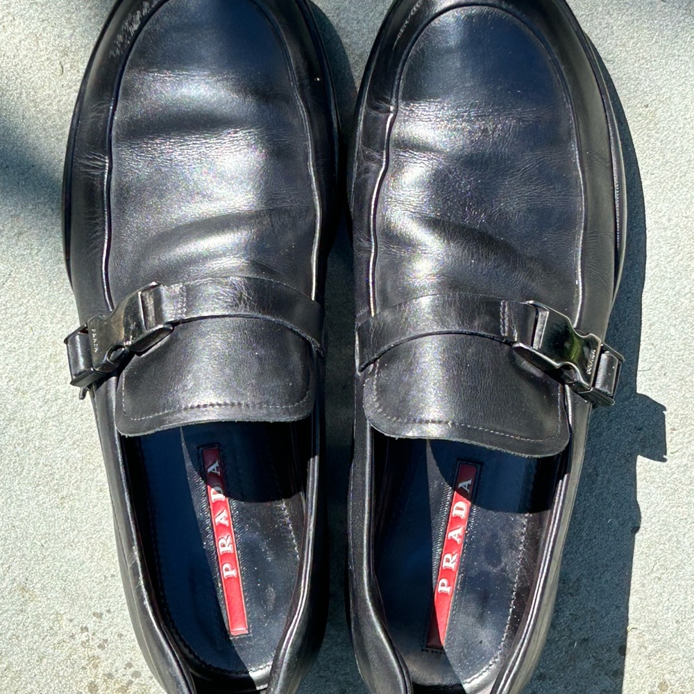 Prada loafers - black w/buckle - Picture 2 of 7